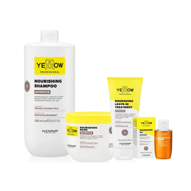 ALFAPARF YELLOW KIT NUTRITIVE SHAMPOO 1000ml + MASK 500ml + LEAVE-IN 200ml + OIL 100ml