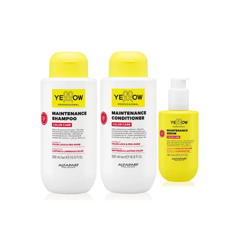 ALFAPARF YELLOW KIT COLOR CARE SAMPOO 500ml + CONDITIONER 500ml + SERUM 150ml