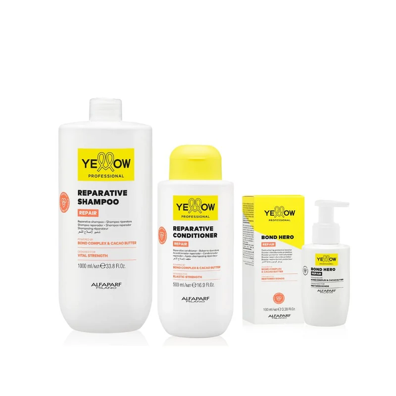 ALFAPARF YELLOW REPAIR KIT SHAMPOO 100ml + CONDITIONER 500ml + BOND HERO 100ml