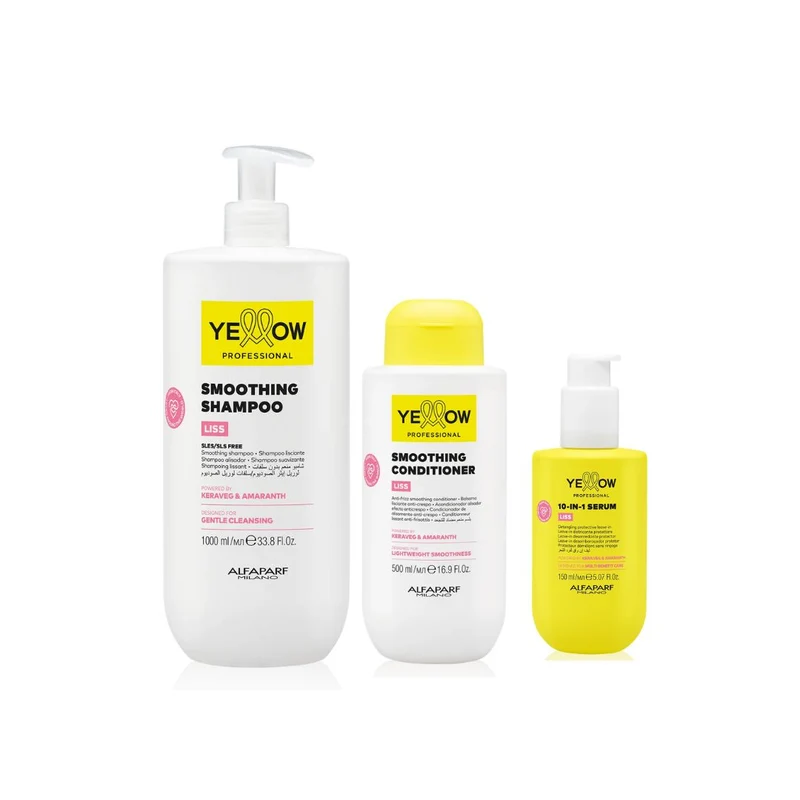 ALFAPARF YELLOW KIT LISS SHAMPOO 1000ml+CONDITIONER 500ml+10 IN 1 SERUM 150ml
