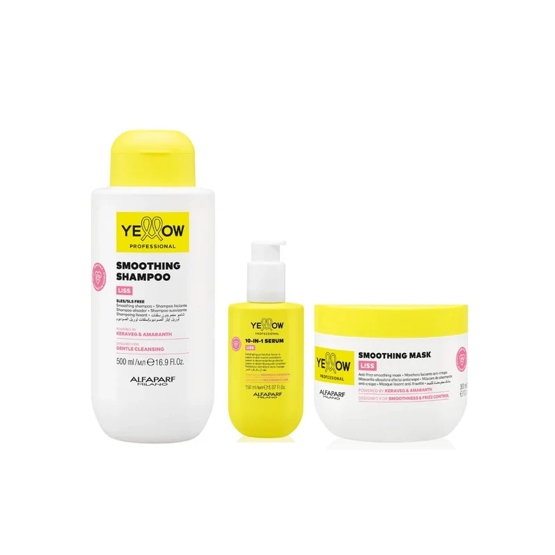 ALFAPARF YELLOW KIT LISS SHAMPOO 500ml+MASK 300ml+10IN1 SERUM 150ml