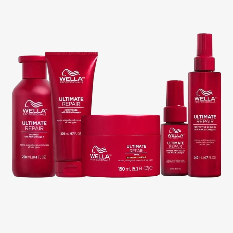 Wella Professionals Ultimate Repair Routine Completa Kit – Shampoo, Conditioner, Mask, Miracle Hair Rescue e Leave-In