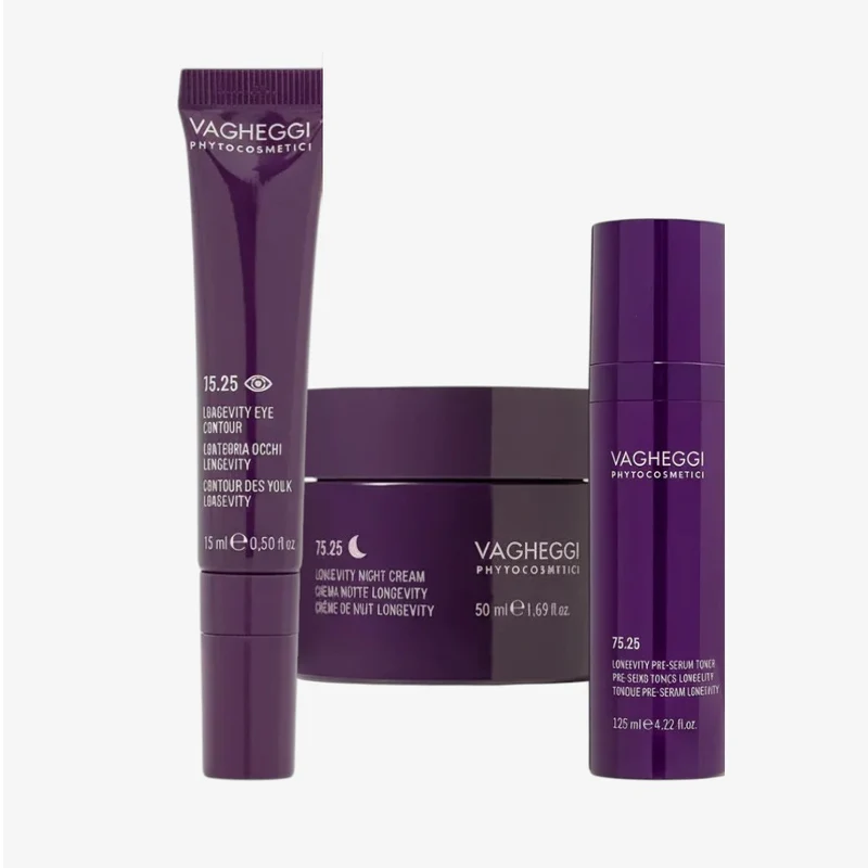 Vagheggi 75.25 Longevity Anti-Age Kit – Pre-Siero, Crema Notte e Contorno Occhi