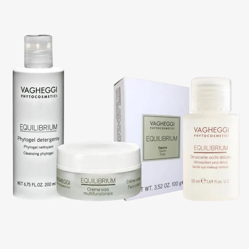 Vagheggi Equilibrium Routine Purificante Kit – Phytogel, Sapone, Struccante Occhi e Crema