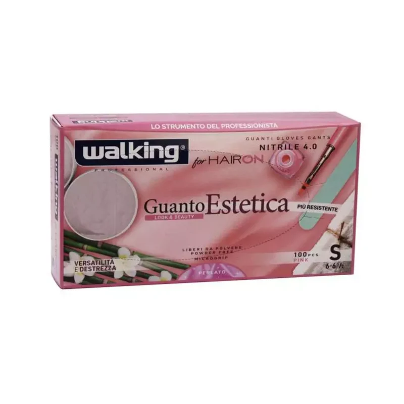 Hairon Guanti in Nitrile Rosa Senza Polvere Walking – Small 100 Pz