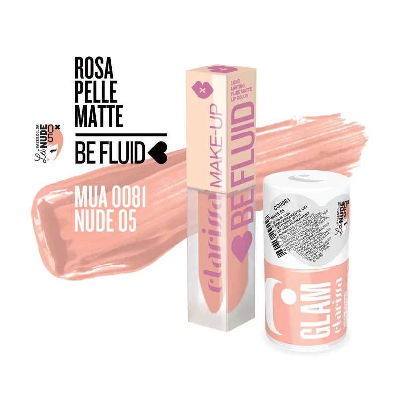 CLARISSA BE FLUID LIPCOLOR NUDE 5-ROSA PELLE MATTE4ML MUA 0081