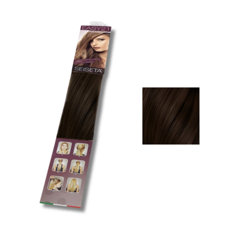 Seiseta Easy 21 Clips Biondo Scuro 8 Naturale 50/55 cm - Extension Clip Professionali per Capelli