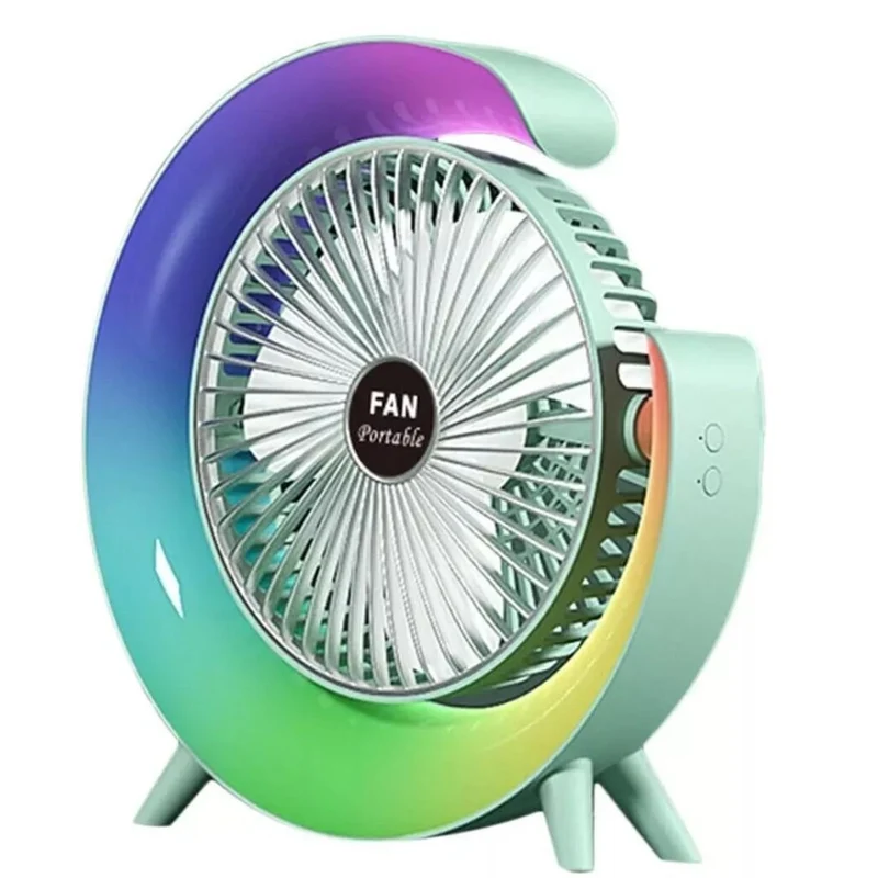 Ventilatore da tavolo ricaricabile con luce RGB