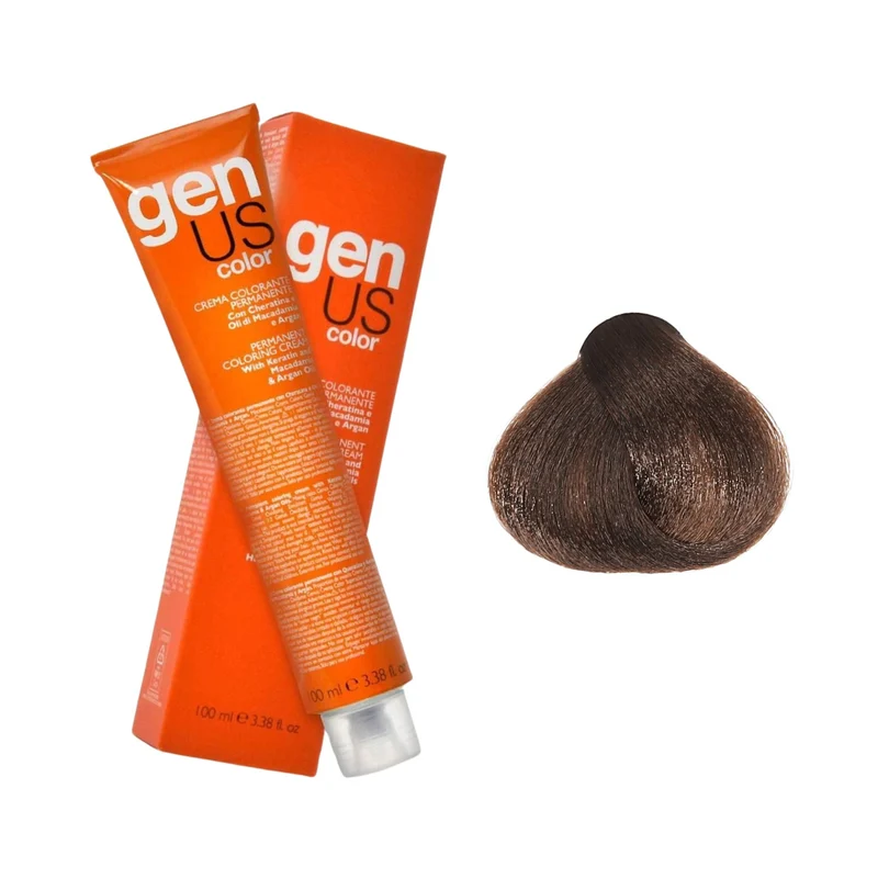 GenUs Color 6.14 Biondo Scuro Tabacco - Crema Colorante Permanente - 100ml