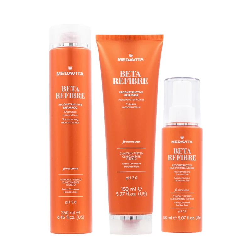 Medavita Lunghezze Beta Refibre Reconstructive Shampoo 250ml Mask 150ml Microemulsion 150ml