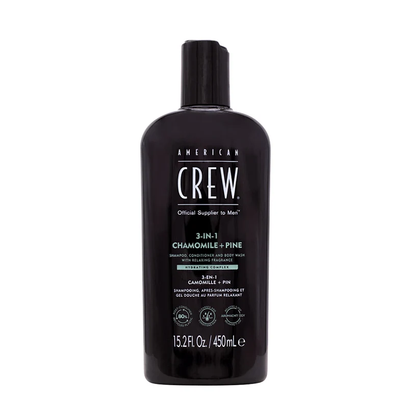 American Crew 3-in-1 Chamomile+Pine 450ml - shampoo, balsamo e bagnodoccia