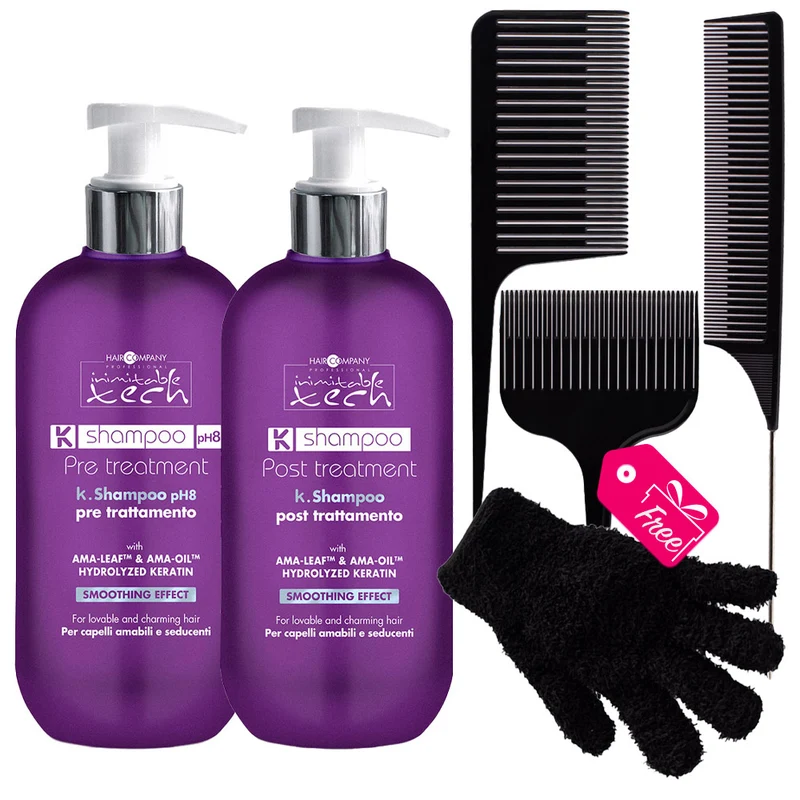 Hair Company Inimitable Tech K. Shampoo Pre Treatment 500ml Shampoo Post Treatment 500ml + Accessori Tecnici OMAGGIO