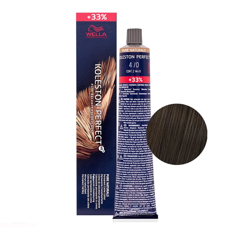 Wella Koleston Perfect ME+ Pure Naturals 4/0 Castano Medio 80ml - colorazione permanente