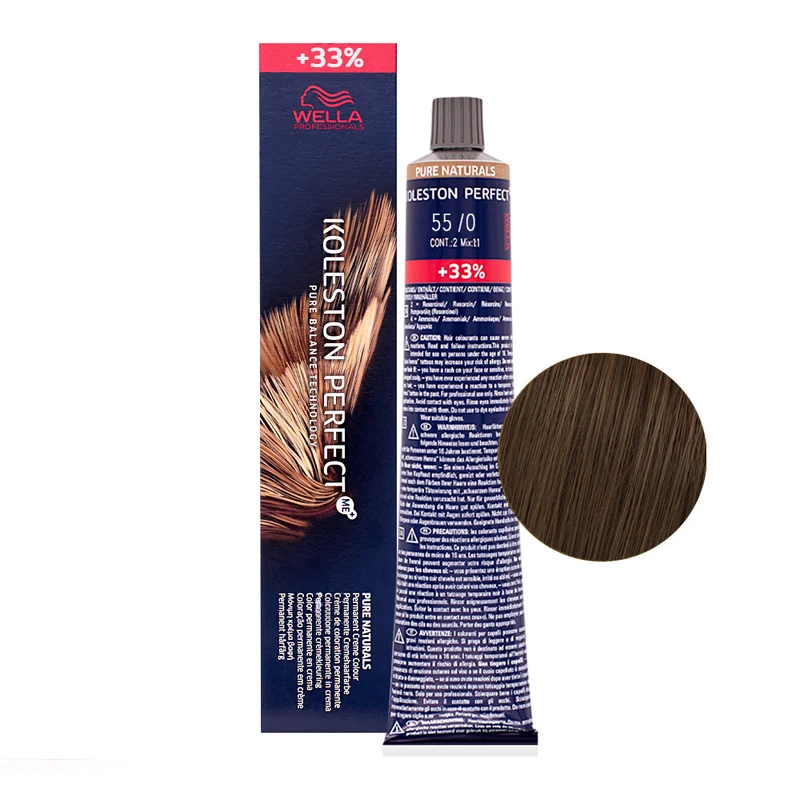 Wella Koleston Perfect Me+ Pure Naturals 55/0 Castano Chiaro Intenso 80ml - colorazione permanente