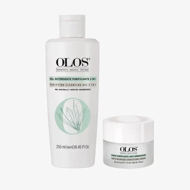 Olos Kit Gel Detergente Purificante e Crema Viso Anti Imperfezioni