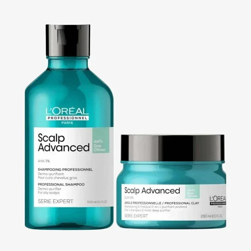 L'Oreal Professionnel kit Scalp Advanced Shampoo e Maschera cute grassa