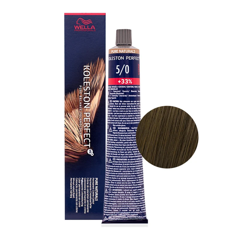 Wella Professionals Koleston Perfect Me+ Pure Naturals 5/0 Castano Chiaro Naturale 80ml - colorazione permanente