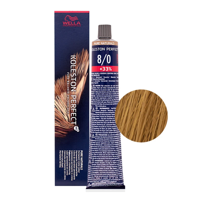 Wella Koleston Perfect ME+ Pure Naturals 8/0 Biondo Chiaro Intenso 80ml - colorazione permanente