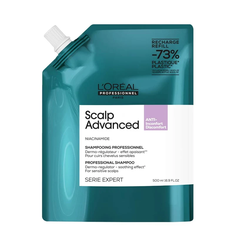 L'Oreal Professionnel Paris Scalp Advanced Anti-Discomfort Shampoo Refill 500ml - eco-ricarica shampoo lenitivo