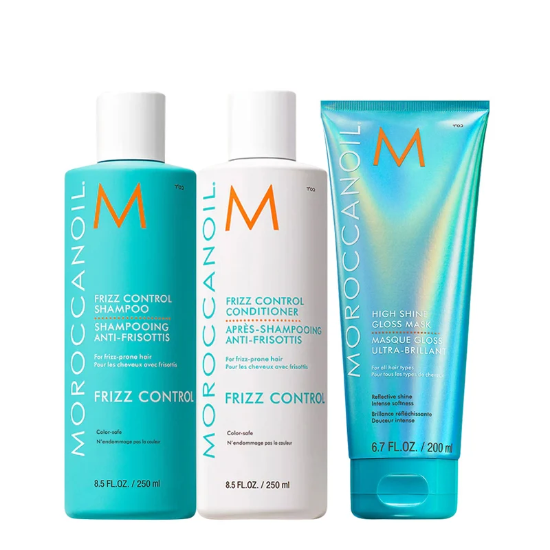 Moroccanoil Frizz Control Shampoo 250ml Conditioner 250ml High Shine Gloss Mask 200ml