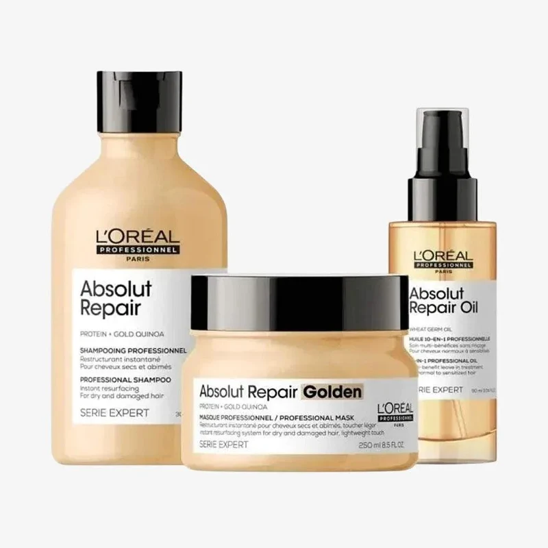 L'Oréal Professionnel Absolut Repair Golden Routine Kit – Shampoo, Maschera e Olio