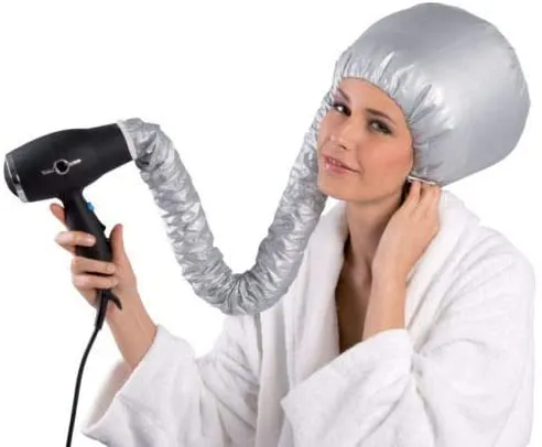 Casco per asciugatura cuffia asciugacapelli con elastico per attacco a phon