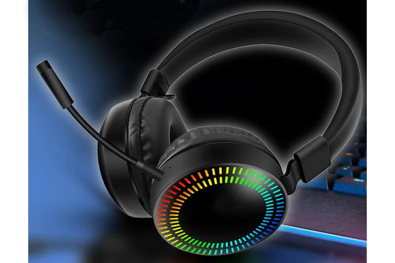 Cuffie con microfono luci led rgb gaming controllo volume pc console sj-d319