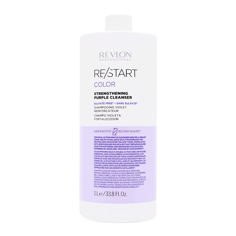 Revlon Restart Color Sthrengthening Purple Cleanser 1000ml - shampoo antigiallo rinforzante