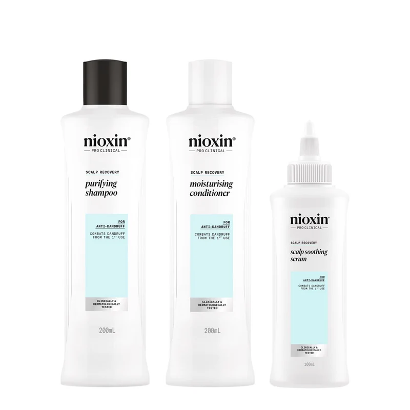 Nioxin Scalp Recovery Kit Trifasico Shampoo 200ml Conditioner 200ml Serum 100ml - kit antiforfora