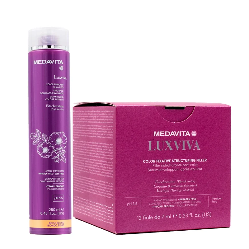 Medavita Luxviva Color Enricher Shampoo Beige Blond 250ml Filler 12x7ml