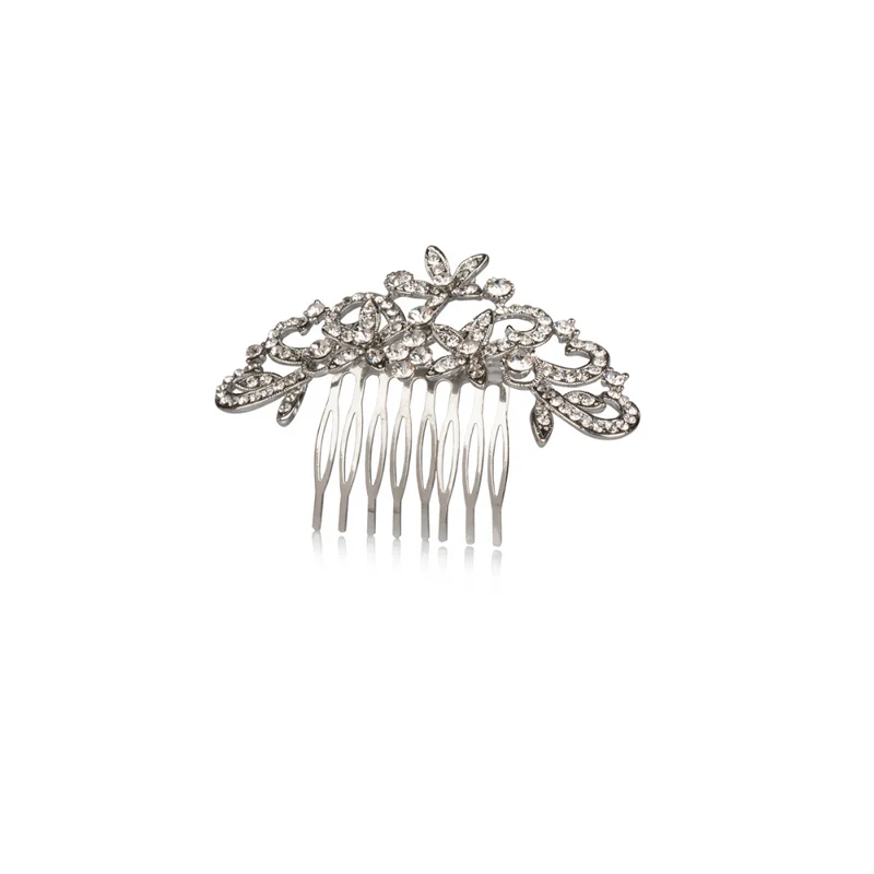 Labor Pettinino in metallo per capelli con fiori e strass