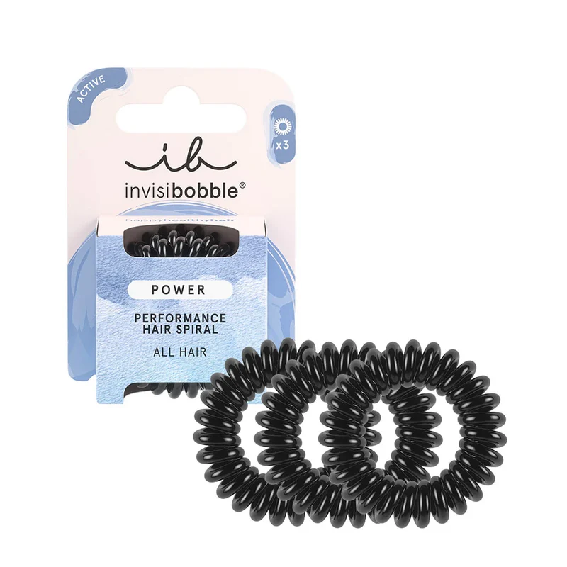 Invisibobble Power True Black 3pz - elastici a spirale per capelli grossi