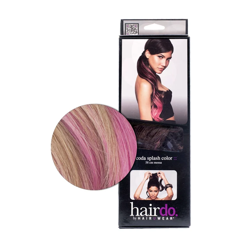 Hairdo Coda Color Splash Ginger Blonde / Pink Fucsia 58 cm - coda fucsia su biondo medio dorato