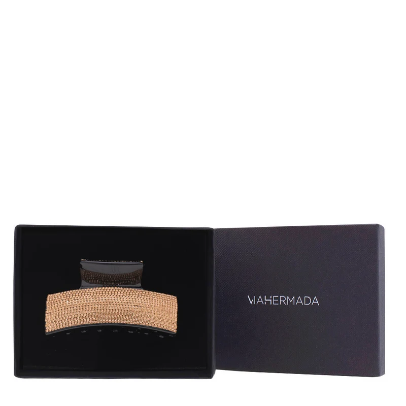 VIAHERMADA Pinza per Capelli Elegante con Strass Ambrati
