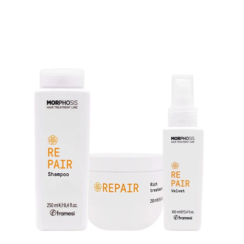 Framesi Morphosis Repair Shampoo 250ml Rich Treatment 250ml Velvet 100ml