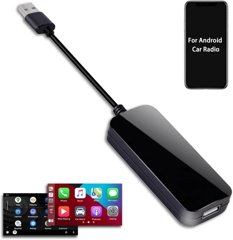 Adattatore CarPlay/Android Auto via Cavo per Autoradio Android – Compatibilità Estesa, Controllo Intelligente, Installazione Plug & Play
