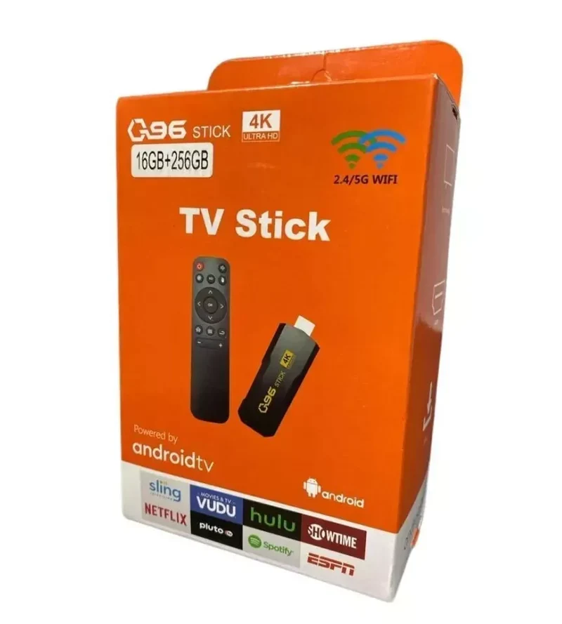 Q96 Firestick Android TV 8GB+128GB con supporto 4K, Wi-Fi Dual Band e telecomando mouse. Trasforma la tua TV in una smart TV Android potente e veloce.