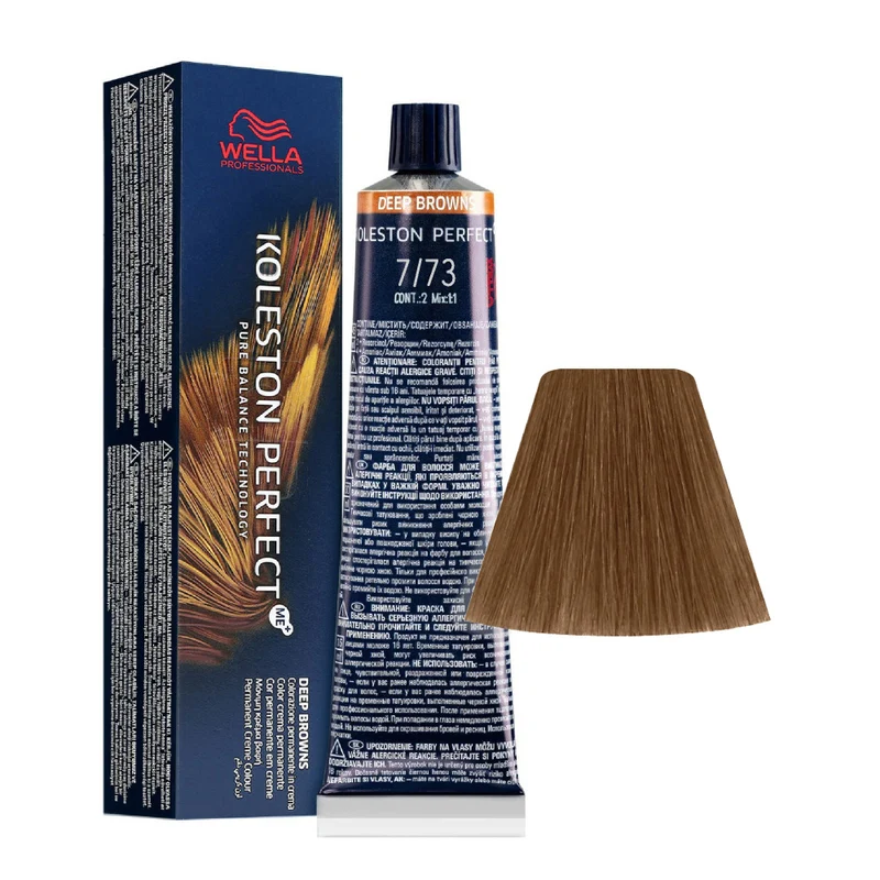 Wella Koleston Perfect Me+ Deep Browns 7/73 Biondo Medio Sabbia Dorato 60ml - colorazione permanente