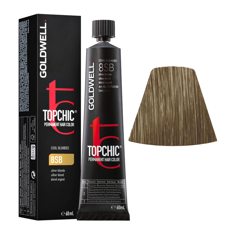 Goldwell Topchic Tube 8SB Silver Blonde 60ml - colore permanente in tubo