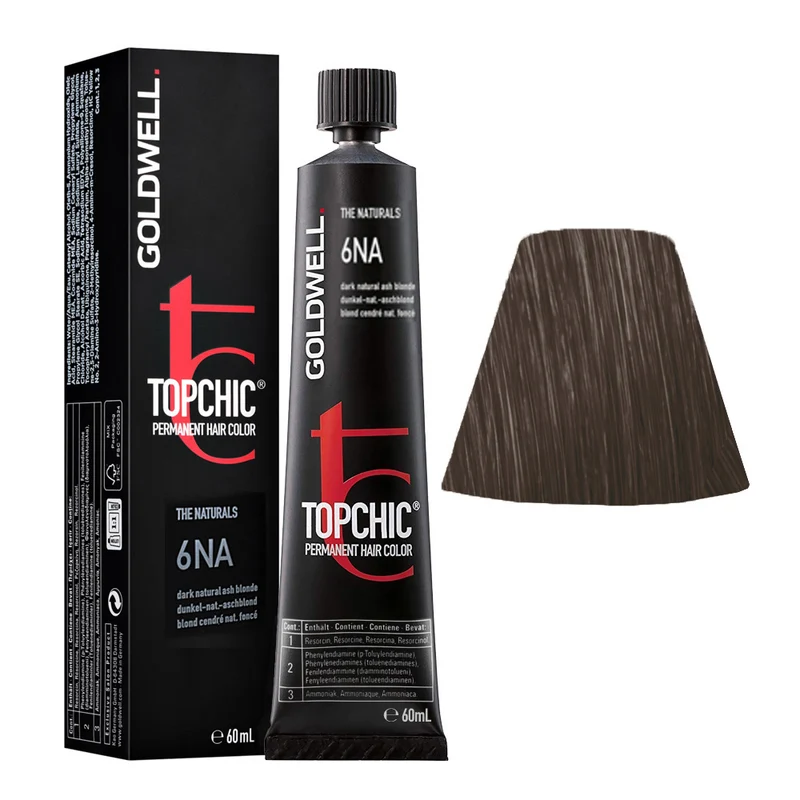Goldwell Topchic Tube 6NA Dark Natural Ash Blonde 60ml - colore permanente in tubo