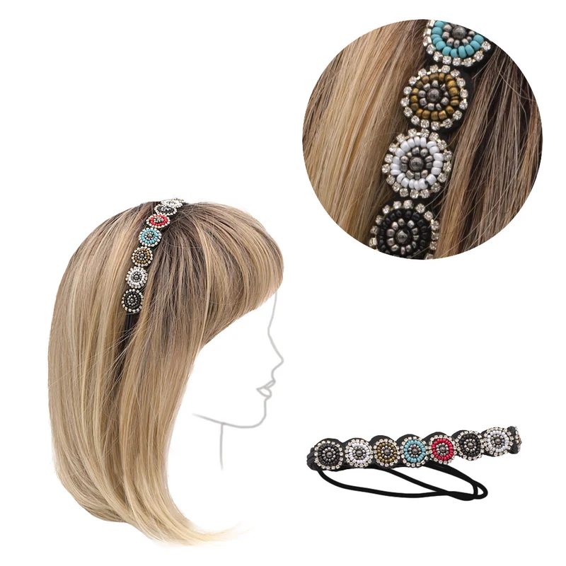 VIAHERMADA Fascia per Capelli Elasticizzata con Decori
