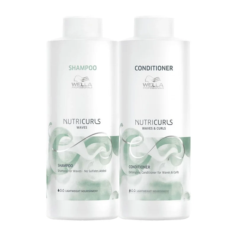 Wella Nutricurls Waves Shampoo 1000ml Balsamo 1000ml Capelli Ondulati