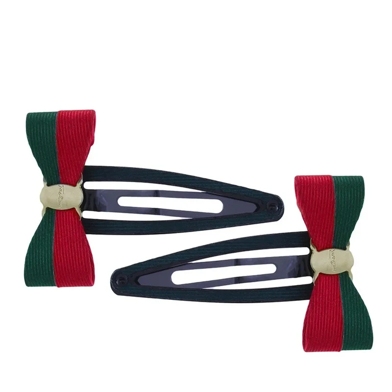 VIAHERMADA Fermaglio Clic Clac con Fiocco Verde e Rosso