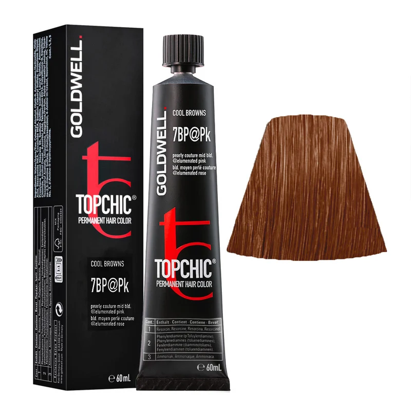 Goldwell Topchic Tube 7BP@Pk Pearly Fashionable Medium Blonde Elumenated Pink 60ml - colore permanente in tubo