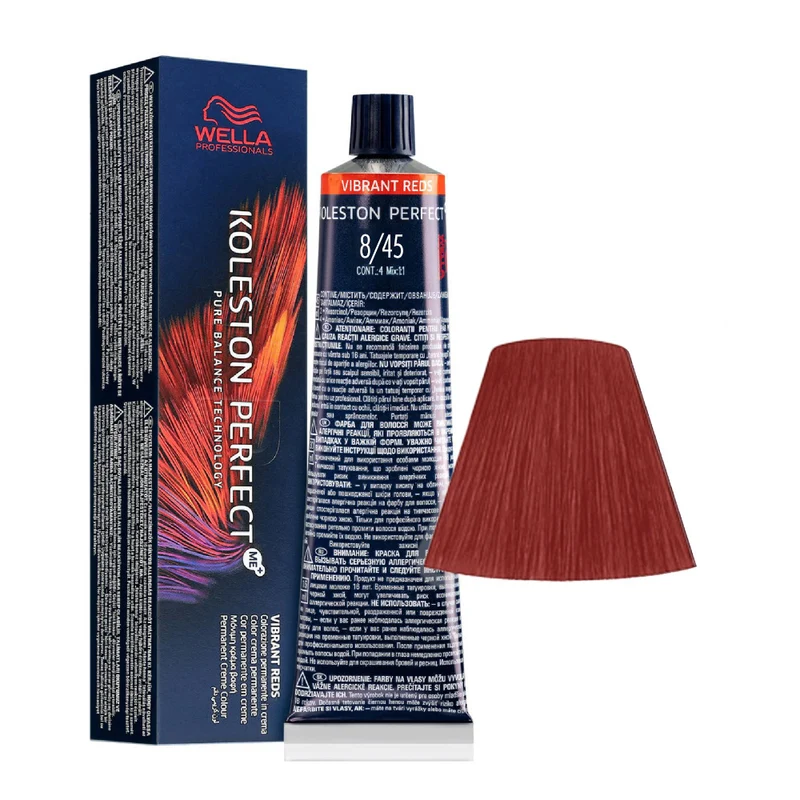 Wella Koleston Perfect Me+ Vibrant Reds 8/45 Biondo Chiaro Rame Mogano 60ml - colorazione permanente