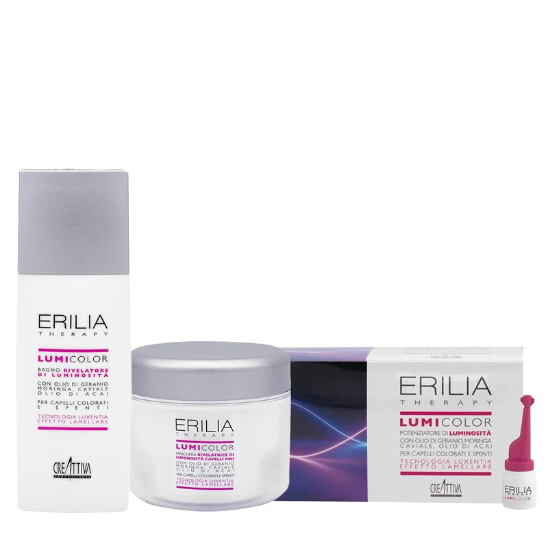 Creattiva Lumicolor Bagno Rivelatore Di Luminosità 250ml Maschera Capelli Fini 200ml Potenziatore Di Luminosità 10x8ml
