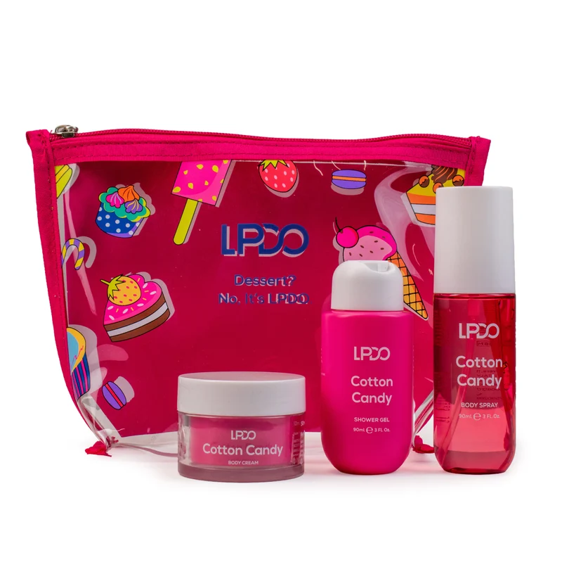 LPDO KIT COTTON CANDY - BODY SPRAY 190ML - SHOWER GEL 90ML - BODY CREAM 50ML