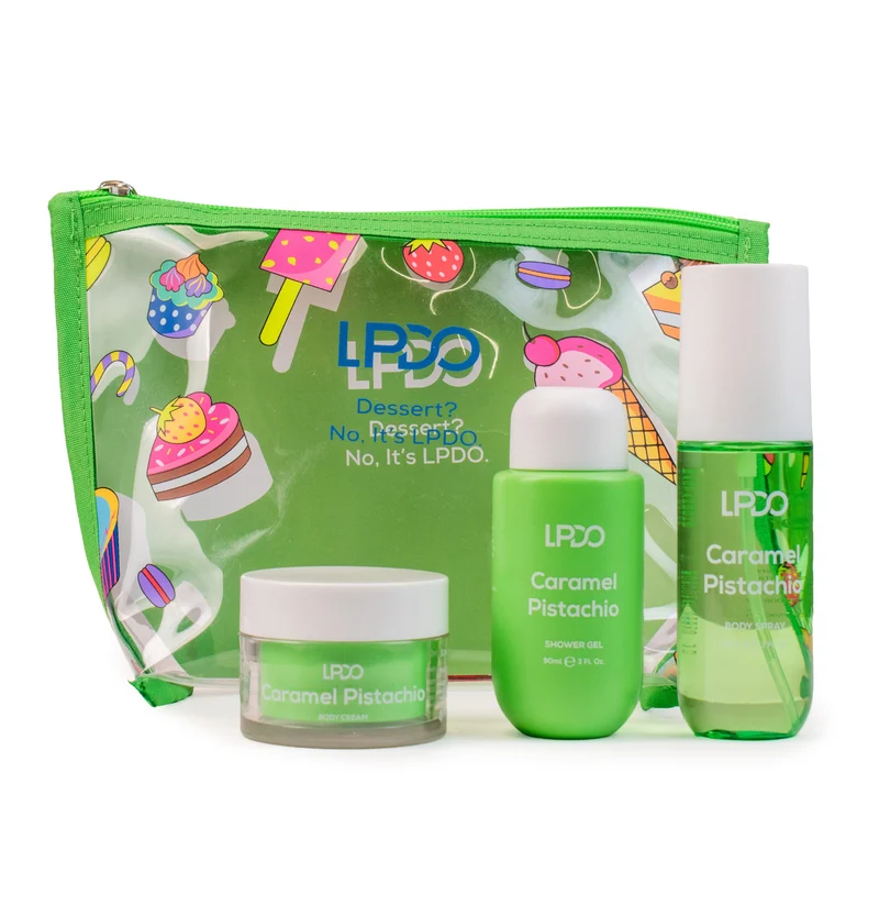 LPDO KIT CARAMEL PISTACHIO - BODY SPRAY 190ML - SHOWER GEL 90ML - BODY CREAM 50ML