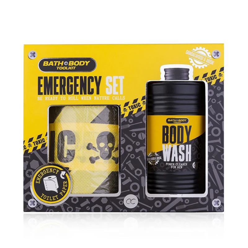 Set Bagno Uomo Tool Bagnodoccia 400 ml e Rotolo Carta Igienica Emergency