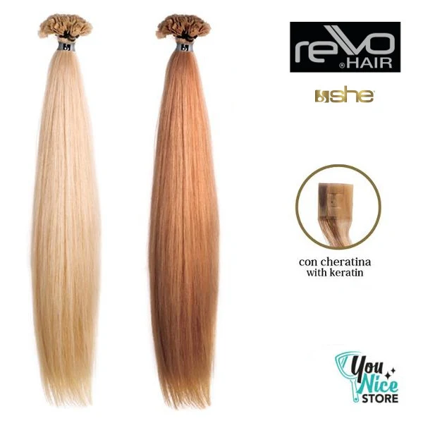 10 ciocche extension professionali a cheratina She Rewo Line 50-60 cm Capelli lisci colori naturali